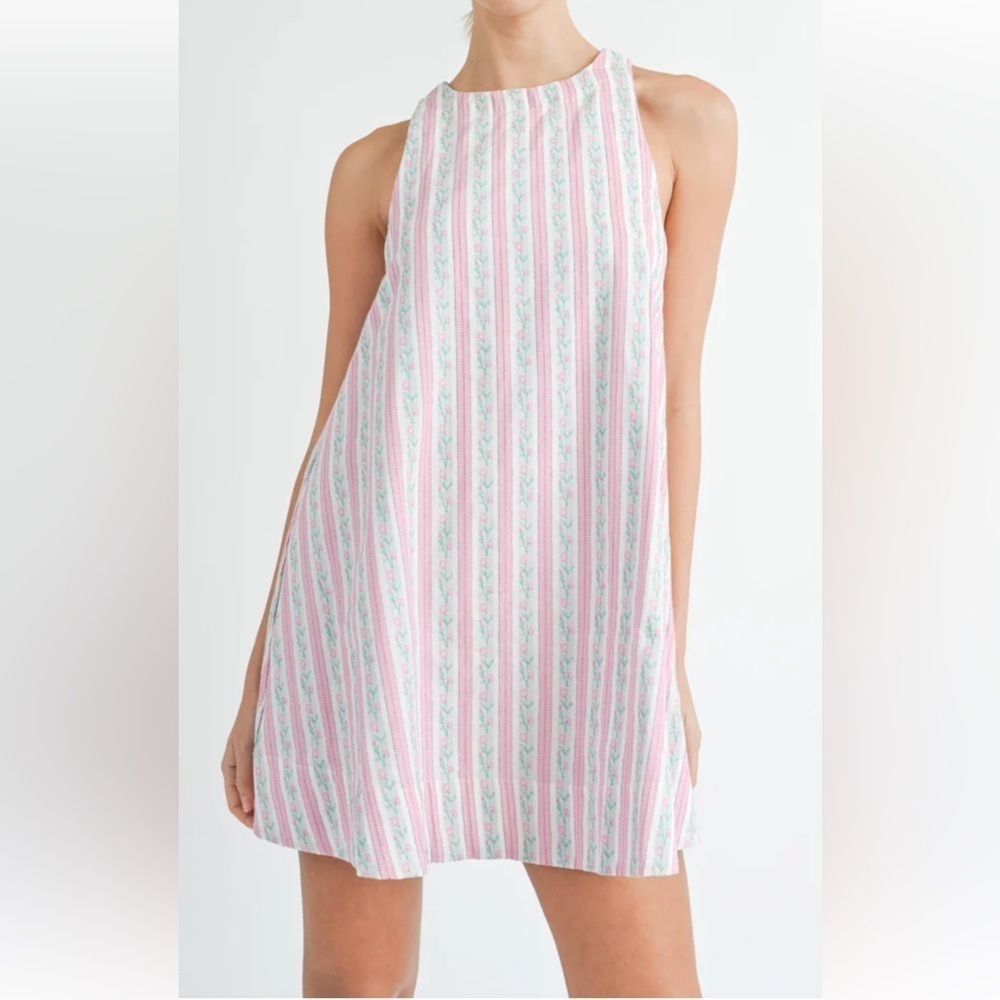 MABLE LIVE IN THE NOW SLEEVELESS PINK FLORAL MINI DRESS Size Small. E62